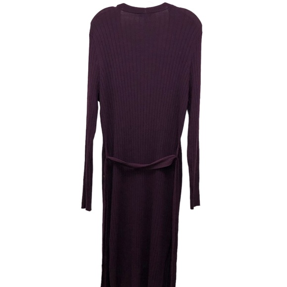 Time and Tru W Size XL Purple Long Sleeve Button Front Rib Cardigan with Belt - Picture 5 of 5